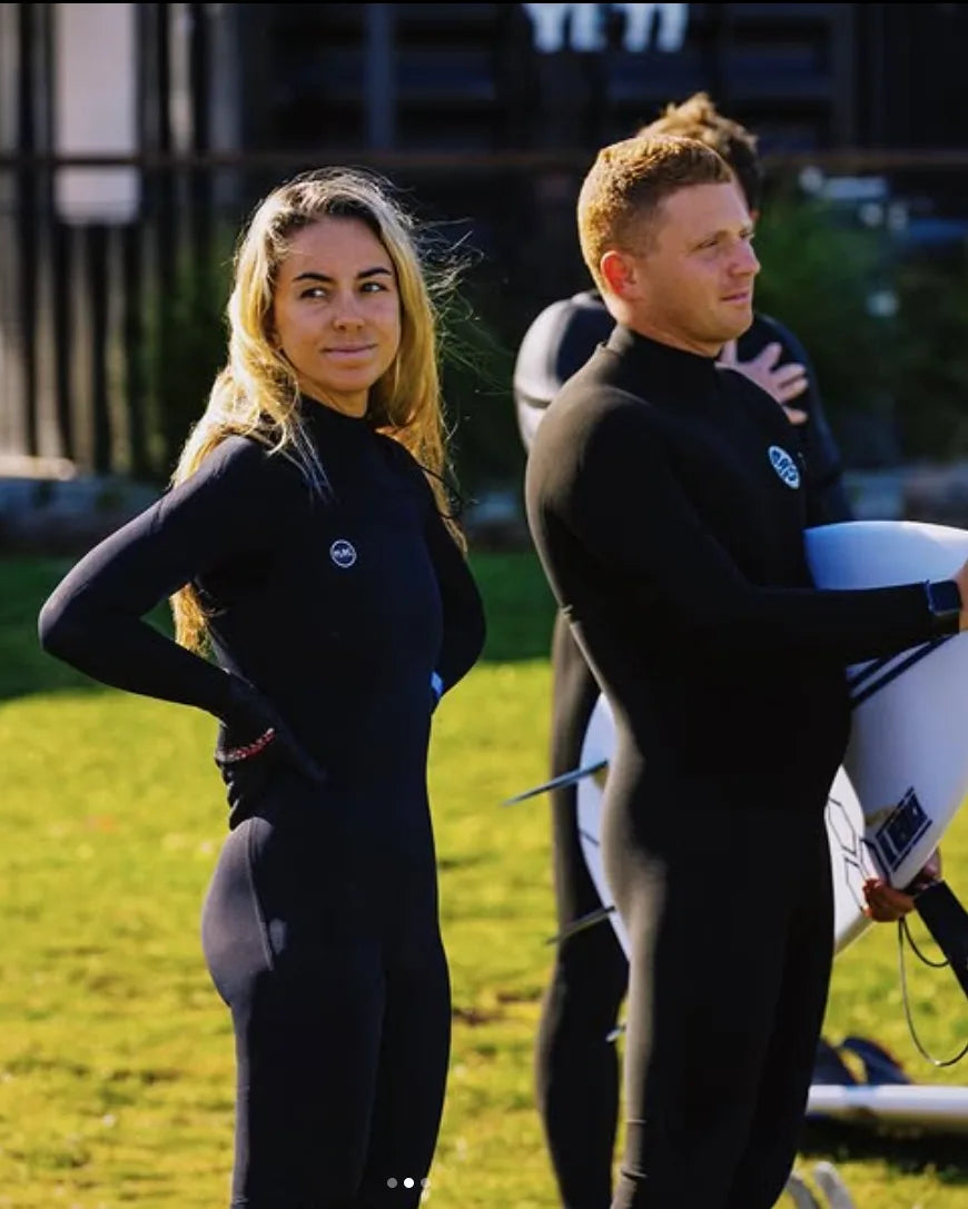 Chyna CHarles wearing Flatrock women's 3/2mm steamer wetsuit demonstrating premium fit and comfort